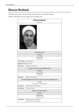 Hassan Rouhani 1 Hassan Rouhani