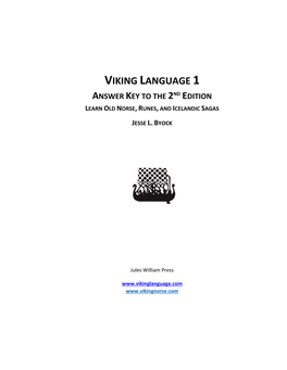 Viking Language 1 Answer Key to the 2Nd Edition Learn Old Norse, Runes, and Icelandic Sagas