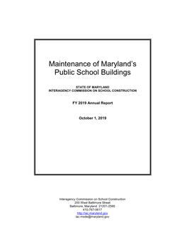 Maintenance of Maryland's Public School Buildings, FY2019