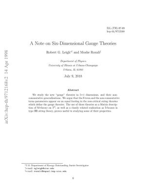 A Note on Six-Dimensional Gauge Theories