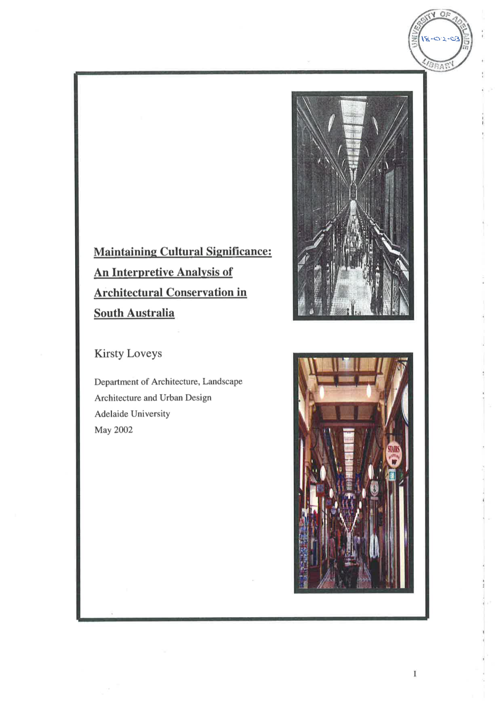Maintaining Cultural Significance : an Interpretive Analysis of Architectural