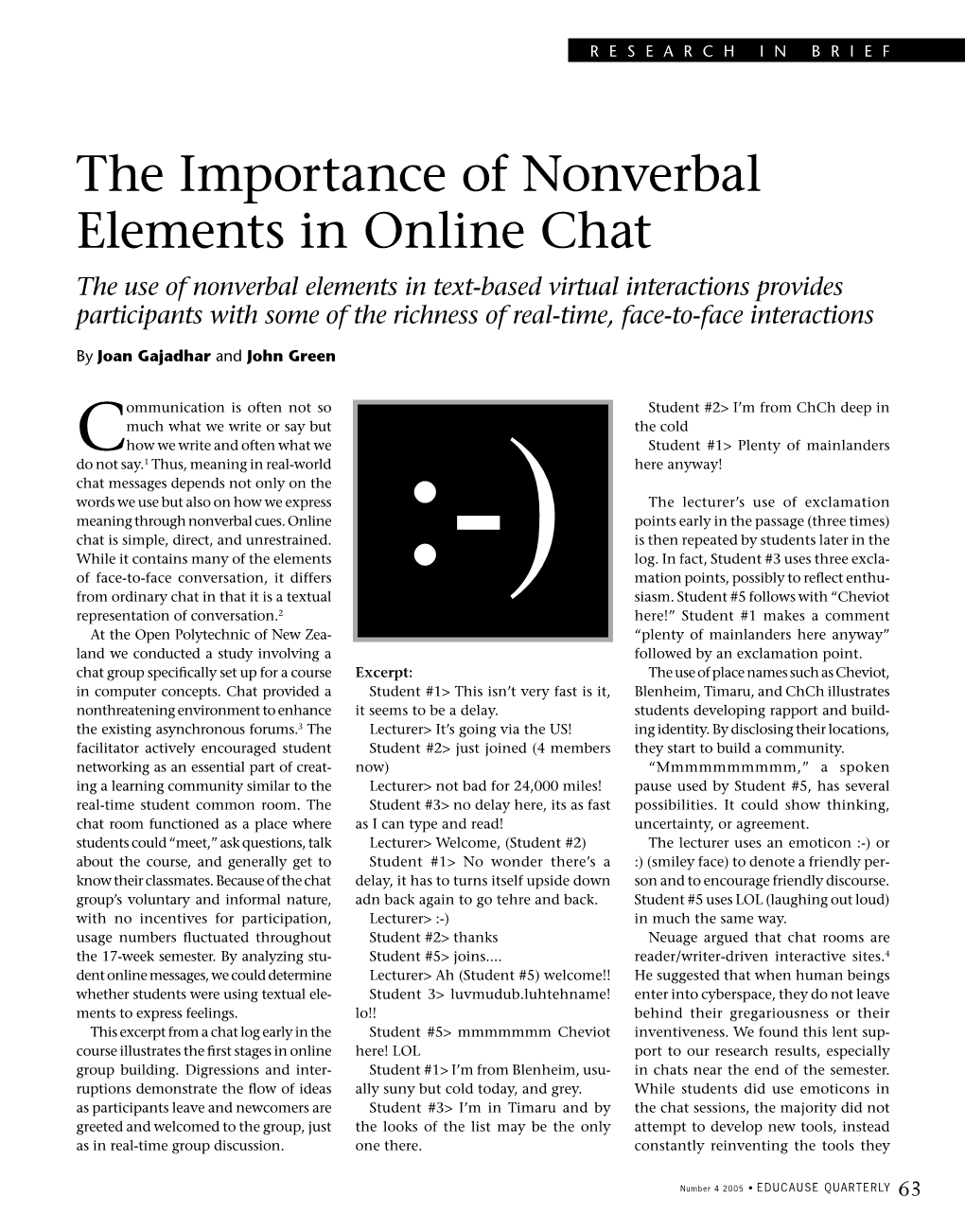 The Importance of Nonverbal Elements in Online Chat