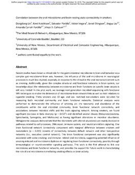 Correlation Between the Oral Microbiome and Brain Resting State Connectivity in Smokers