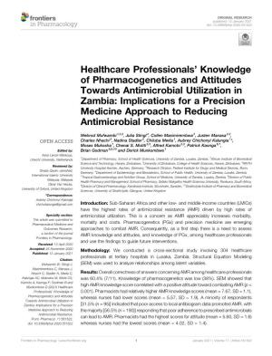 Healthcare Professionals' Knowledge of Pharmacogenetics and Attitudes