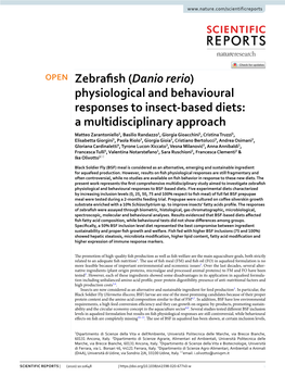 Zebrafish (Danio Rerio) Physiological and Behavioural Responses to Insect-Based Diets