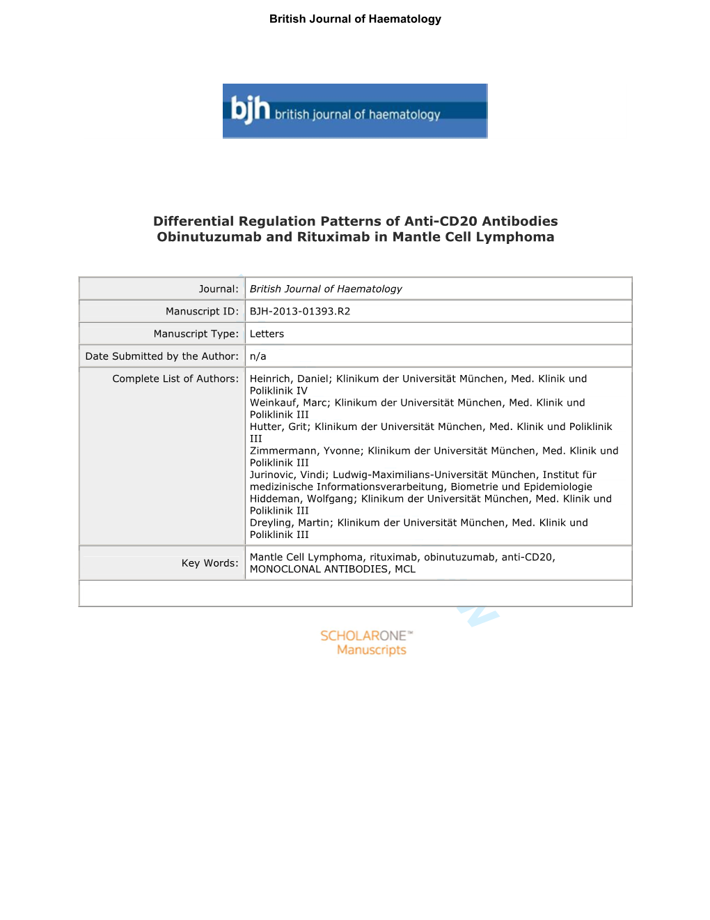 For Peer Review 19 20 High Rate of Cell Kill in Granta�519, Micro�Array Data Collection Was Not Possible