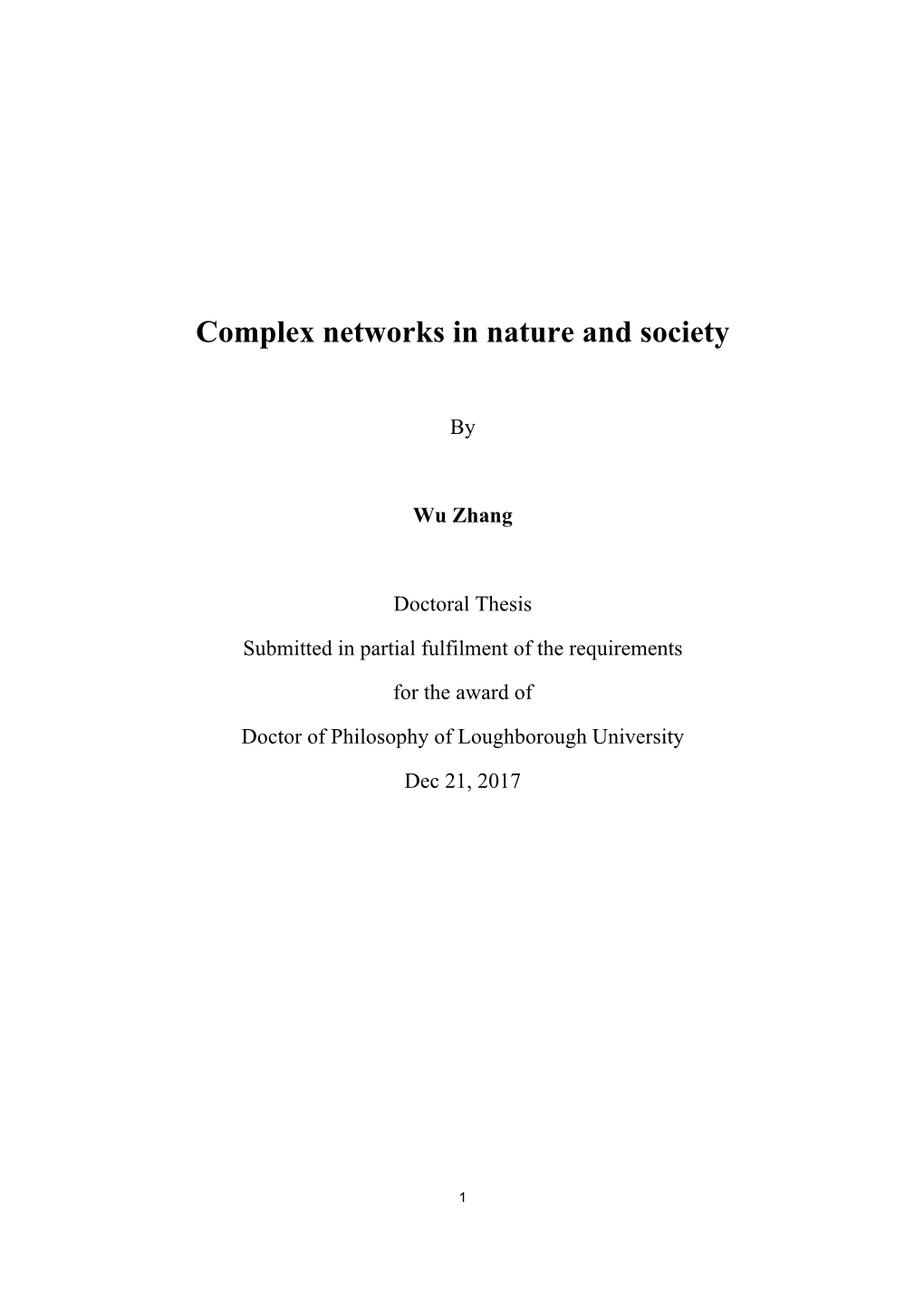 Complex Networks in Nature and Society