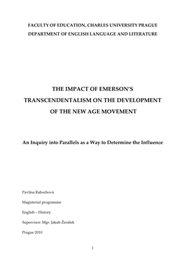 The Impact of Emerson's Transcendentalism on the Development of the New Age Movement