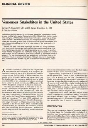 Venomous Snakebites in the United States