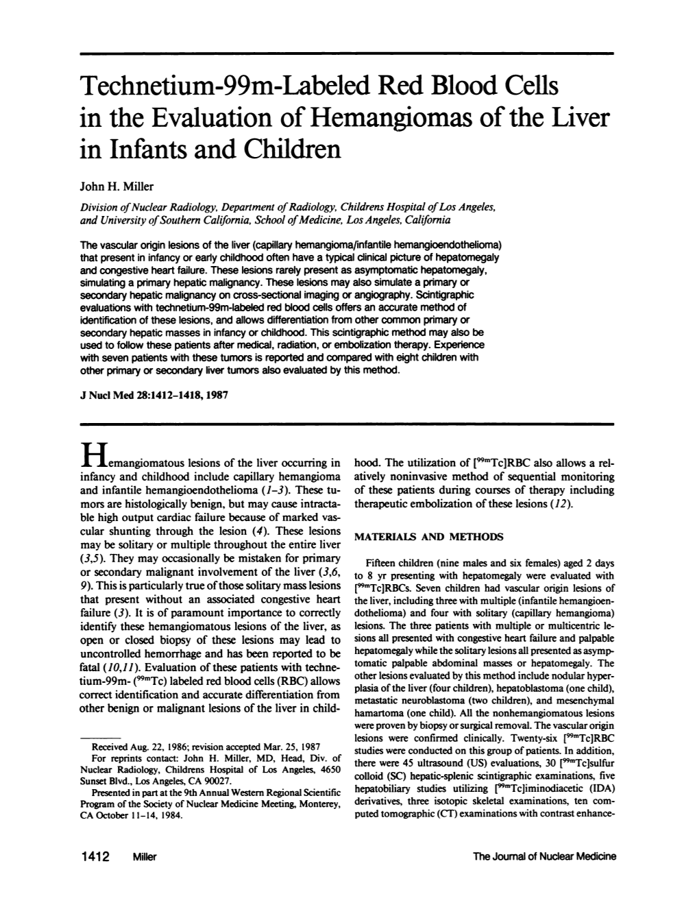 Red Blood Cells in the Evaluation of Hemangiomas