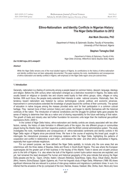 Ethno-Nationalism and Identity Conflicts in Nigerian History: the Niger Delta Situation to 2012