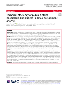 Technical Efficiency of Public District Hospitals in Bangladesh