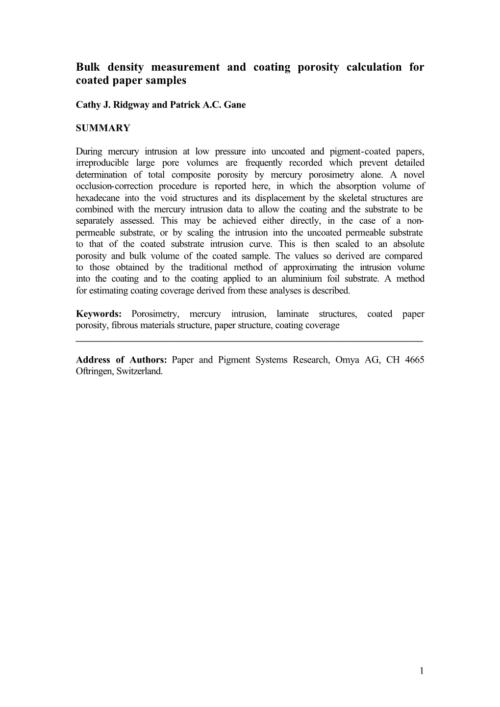 Bulk Density Measurement and Coating Porosity Calculation for Coated Paper Samples