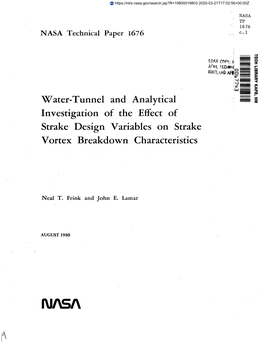 Water-Tunnel and Analytical Investigation of the Effect of Strake