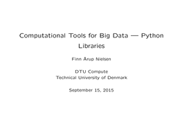 Computational Tools for Big Data — Python Libraries