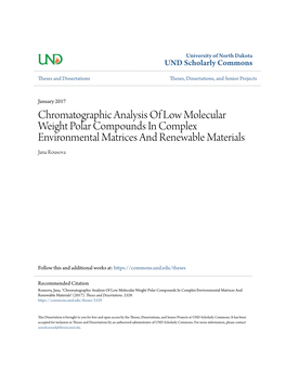 Chromatographic Analysis of Low Molecular Weight Polar Compounds in Complex Environmental Matrices and Renewable Materials Jana Rousova