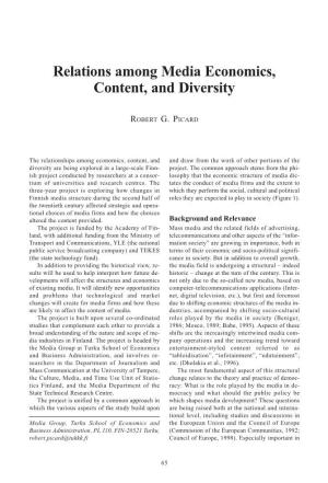 Relations Among Media Economics, Content, and Diversity