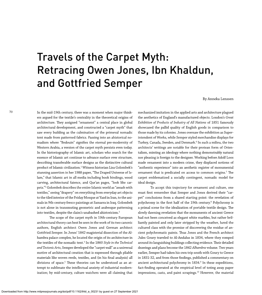 Retracing Owen Jones, Ibn Khaldun, and Gottfried Semper