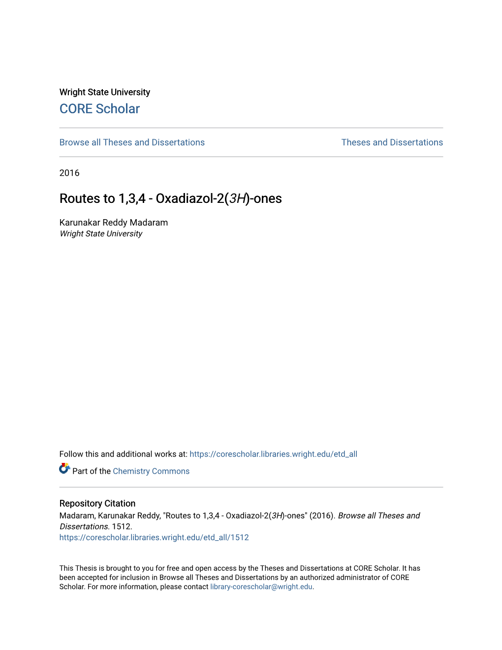 Routes to 1,3,4 - Oxadiazol-2(3H)-Ones