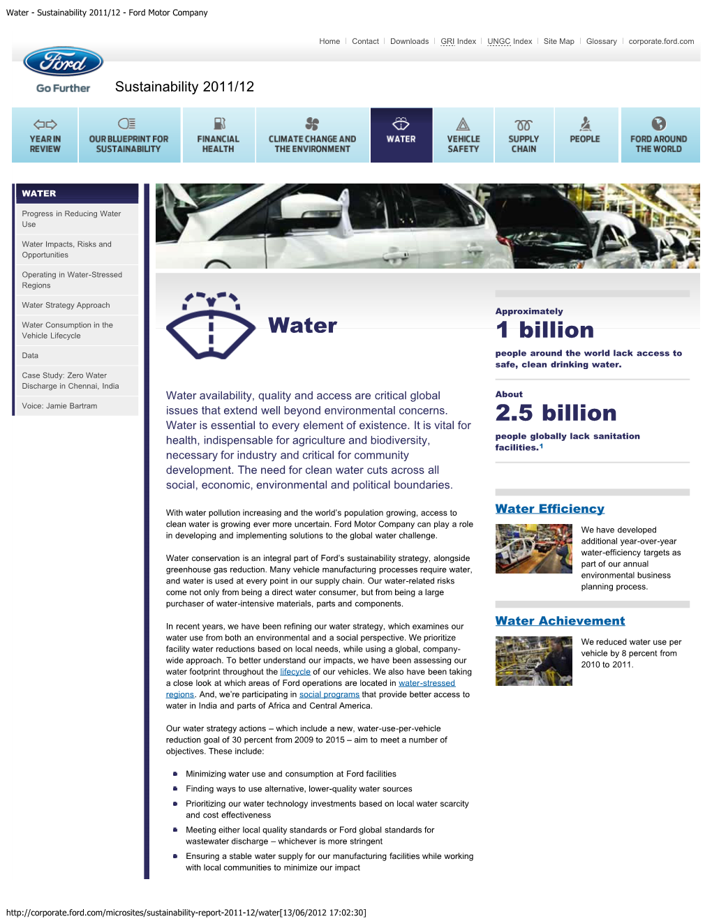 Water - Sustainability 2011/12 - Ford Motor Company