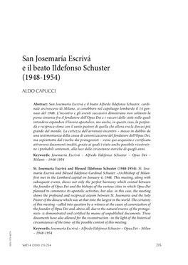 San Josemaría Escrivá E Il Beato Ildefonso Schuster (1948-1954)