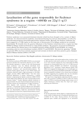 Localisation of the Gene Responsible for Fechtner Syndrome in a Region