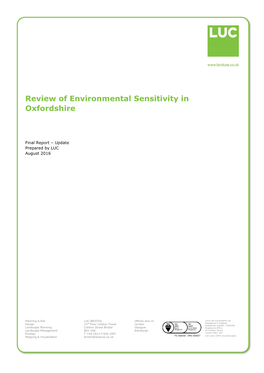 Review of Environmental Sensitivity in Oxfordshire