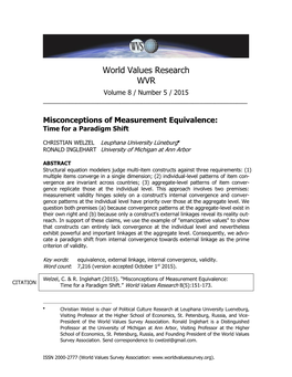 World Values Research WVR Volume 8 / Number 5 / 2015 ______