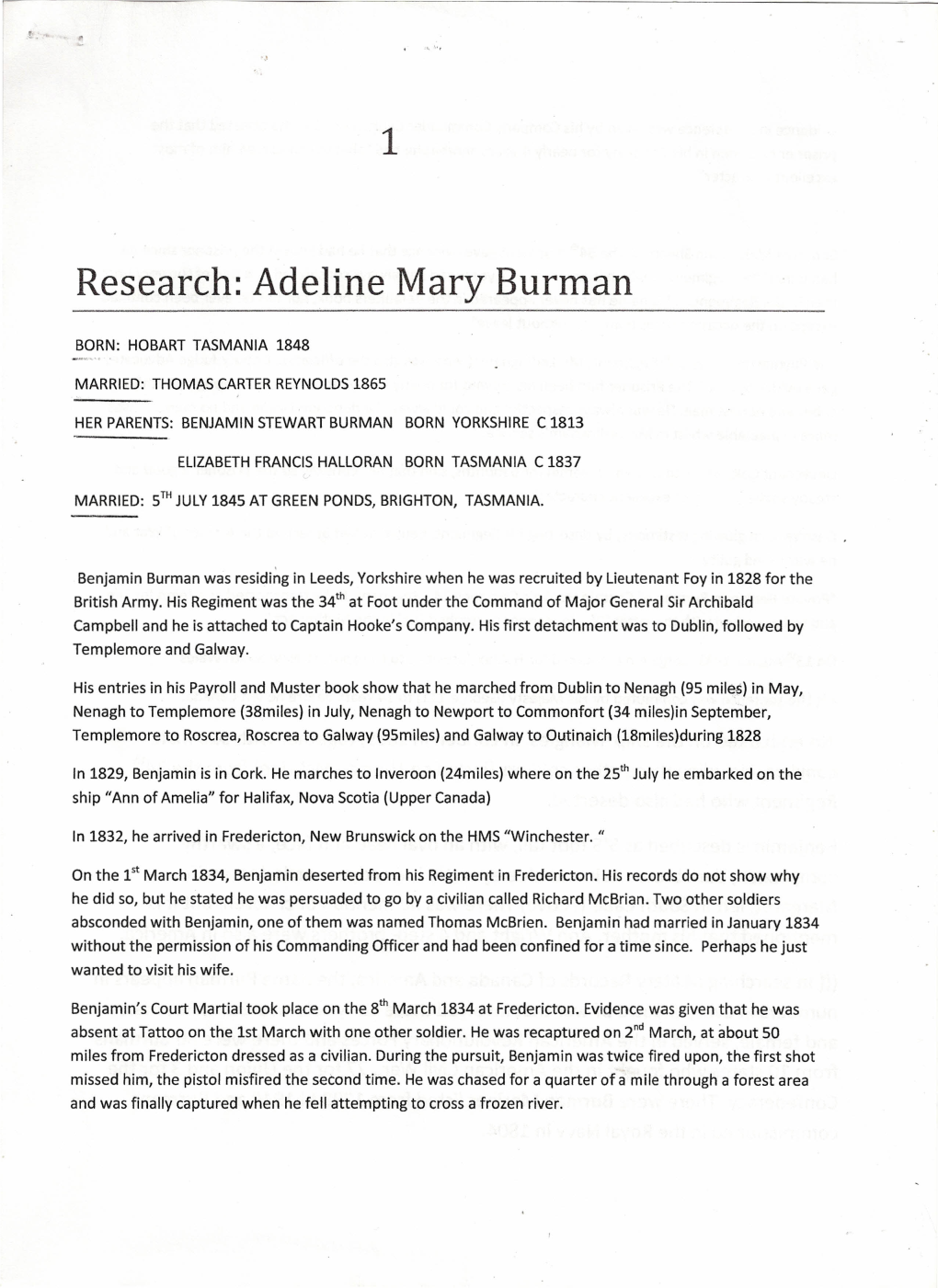 Adeline Mary Burman