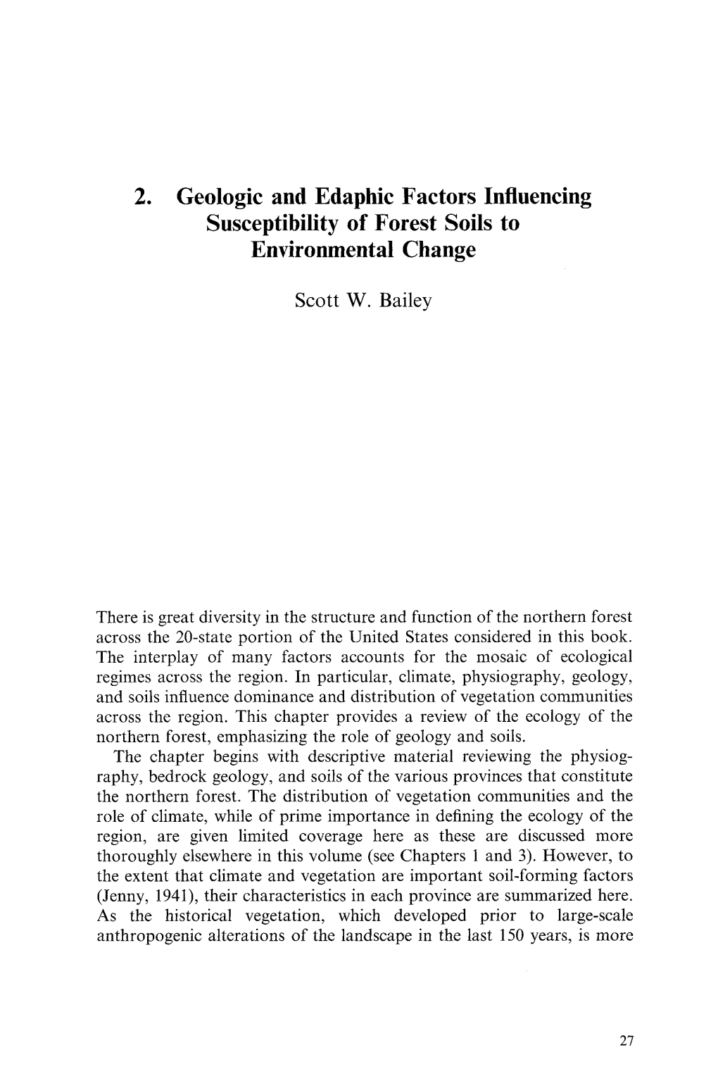 2. Geologic and Edaphic Factors Influencing Susceptibility of Forest Soils to Environmental Change