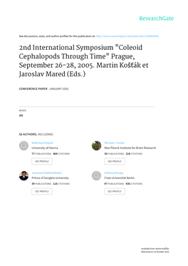 2Nd International Symposium "Coleoid Cephalopods Through Time" Prague, September 26-28, 2005