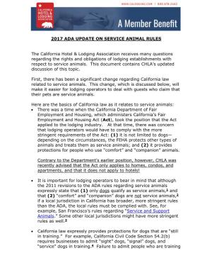 2017 Ada Update on Service Animal Rules