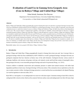 Evaluation of Land Use in Gunung Sewu Geopark Area (Case in Bedoyo Village and Umbul Rejo Village)