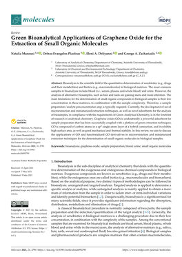 Green Bioanalytical Applications of Graphene Oxide for the Extraction of Small Organic Molecules
