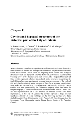 Chapter 11 Cavities and Hypogeal Structures of the Historical Part of The