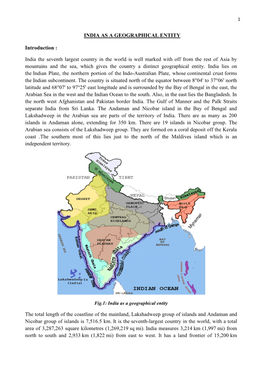 INDIA AS a GEOGRAPHICAL ENTITY Introduction