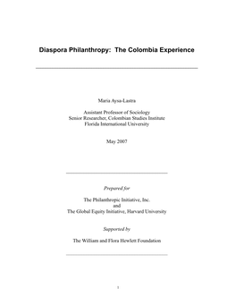 Diaspora Philanthropy: the Colombia Experience