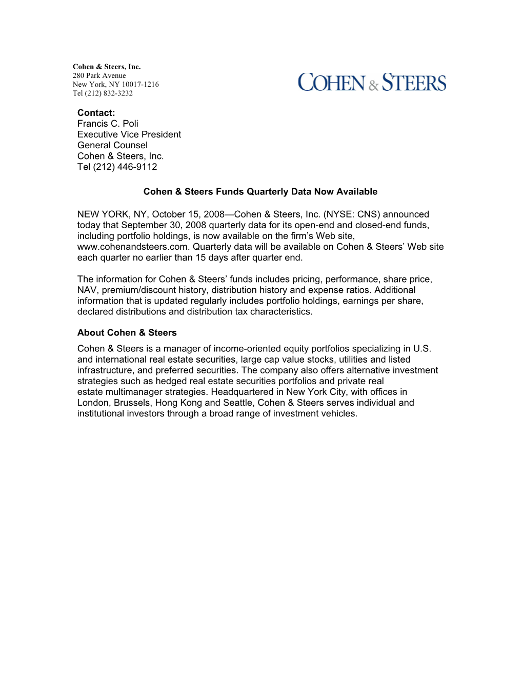 Cohen & Steers, Inc