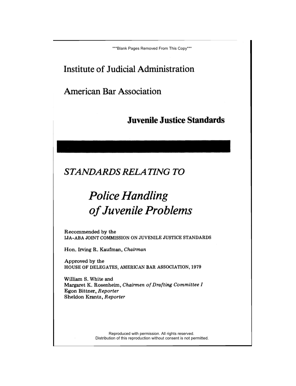Standards Relating to Police Handling of Juvenile Problems