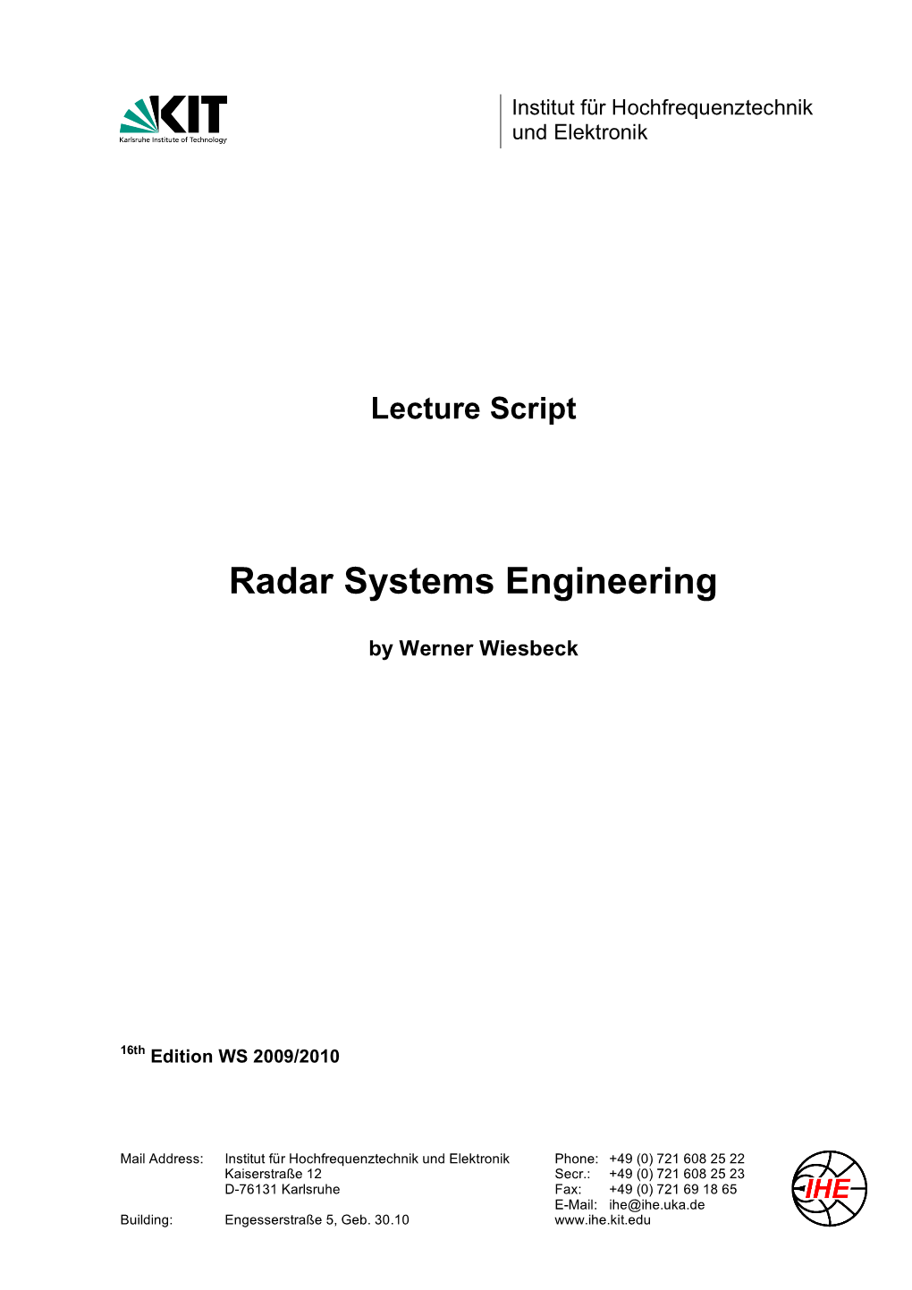 Radar Systems Engineering