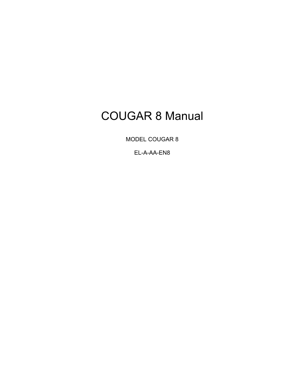 COUGAR 8 User Manual