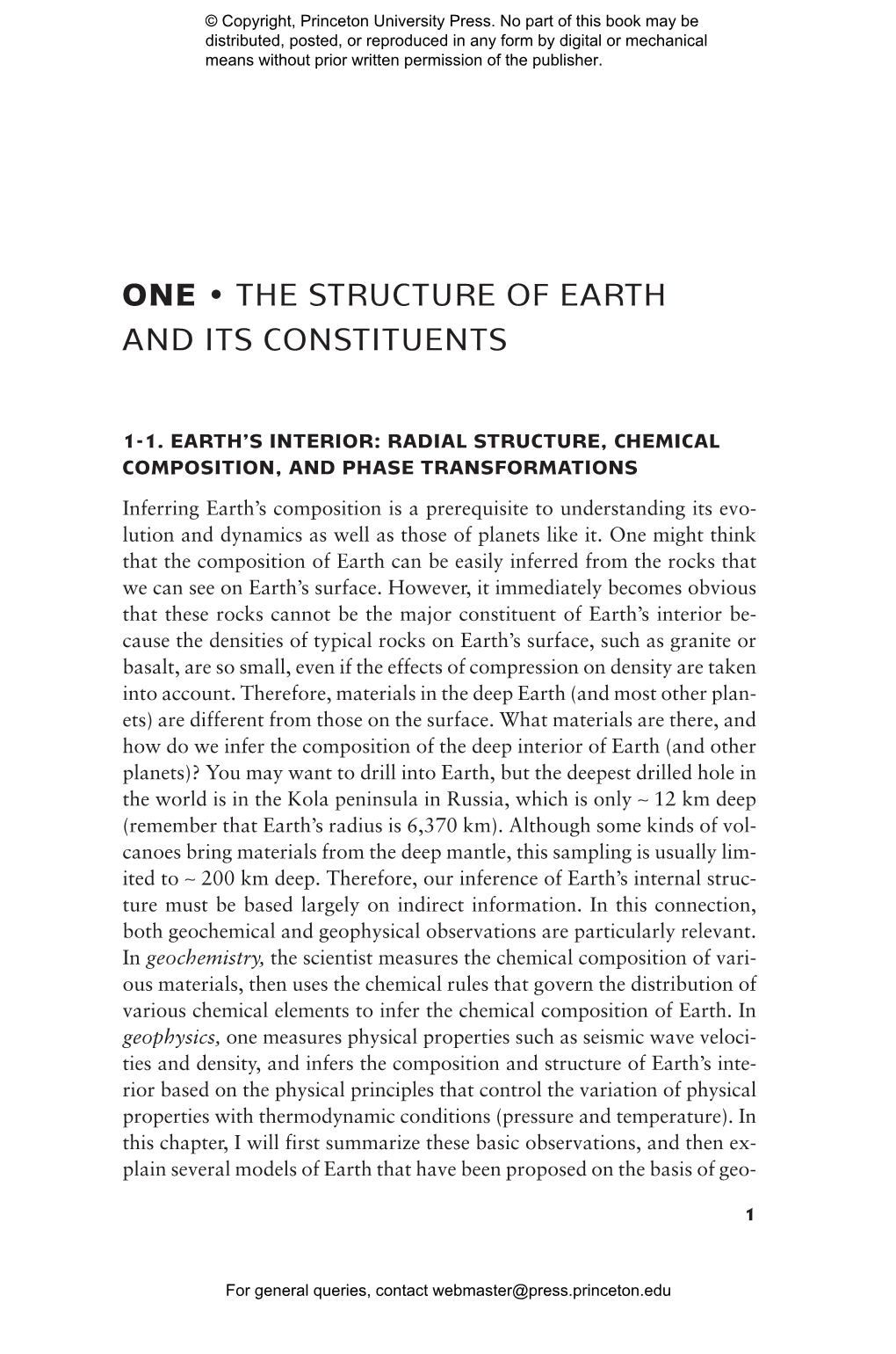 One • the Structure of Earth and Its Constituents