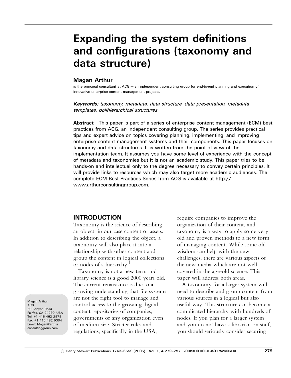 Expanding the System Definitions and Configurations (Taxonomy and Data Structure)