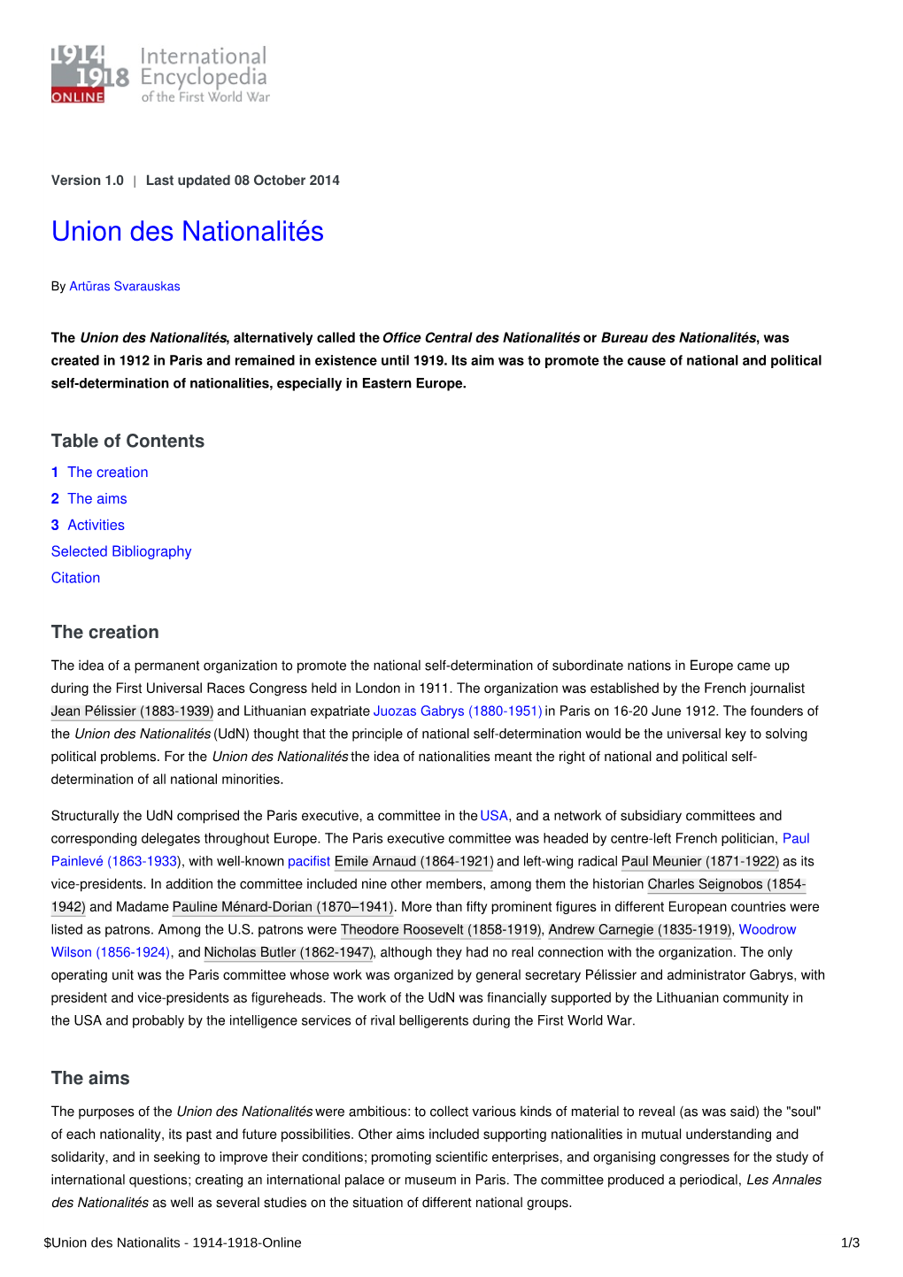 Union Des Nationalités