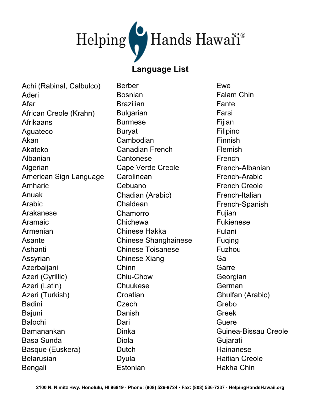Language List