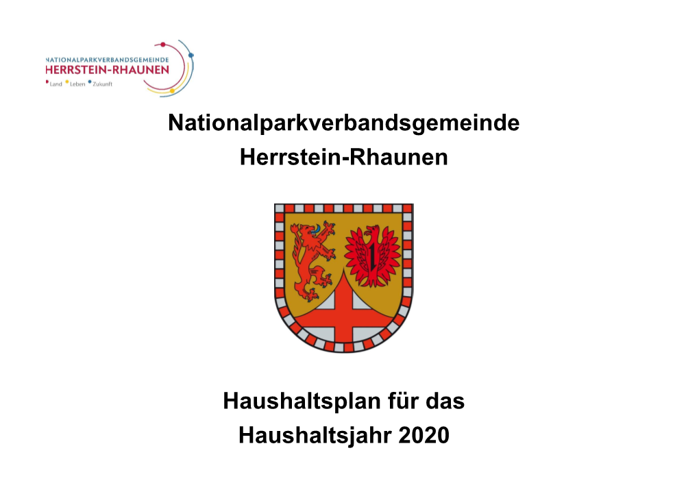 Nationalparkverbandsgemeinde Herrstein-Rhaunen Haushaltsplan Für Das Haushaltsjahr 2020