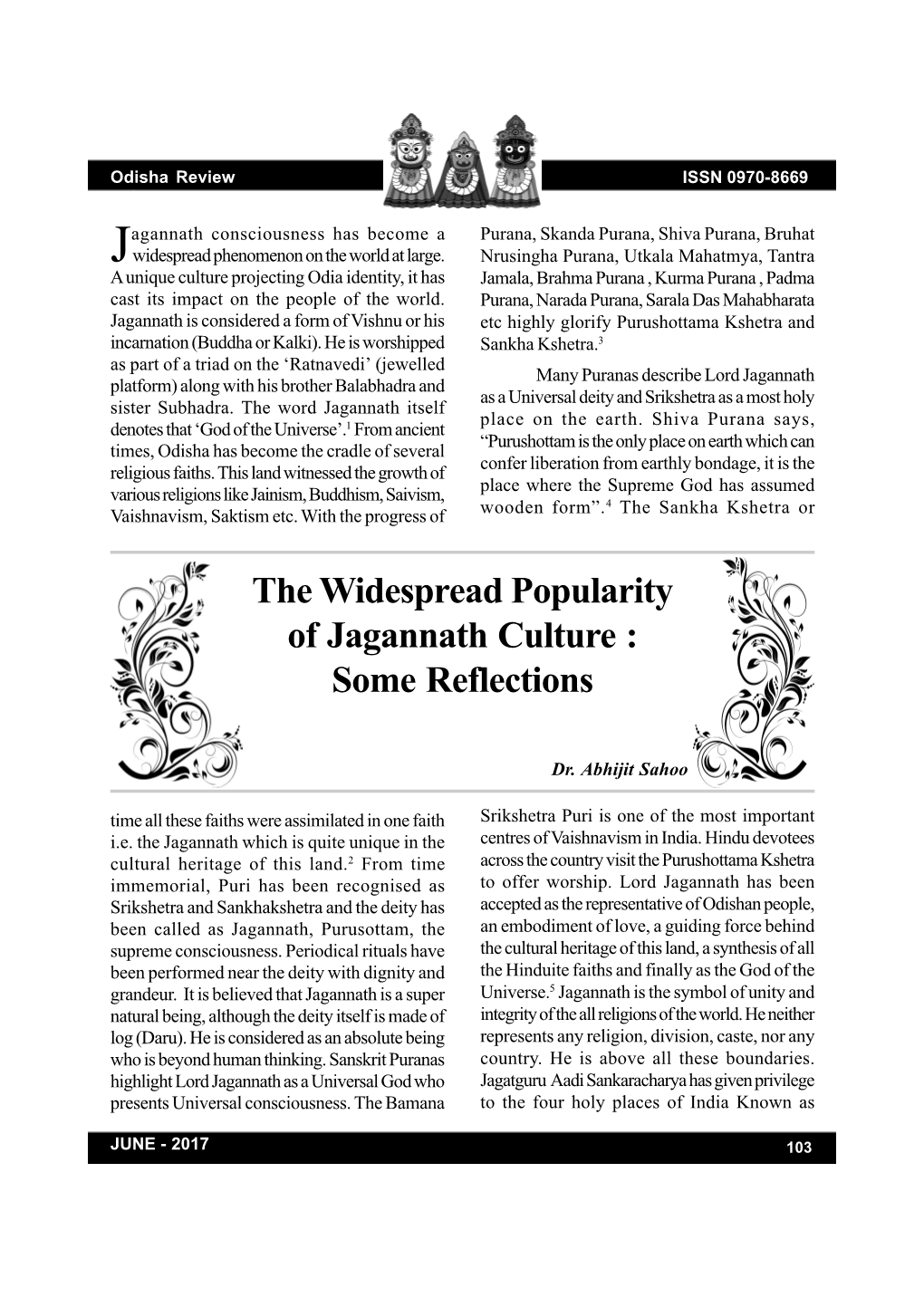 The Widespread Popularity of Jagannath Culture : Some Reflections