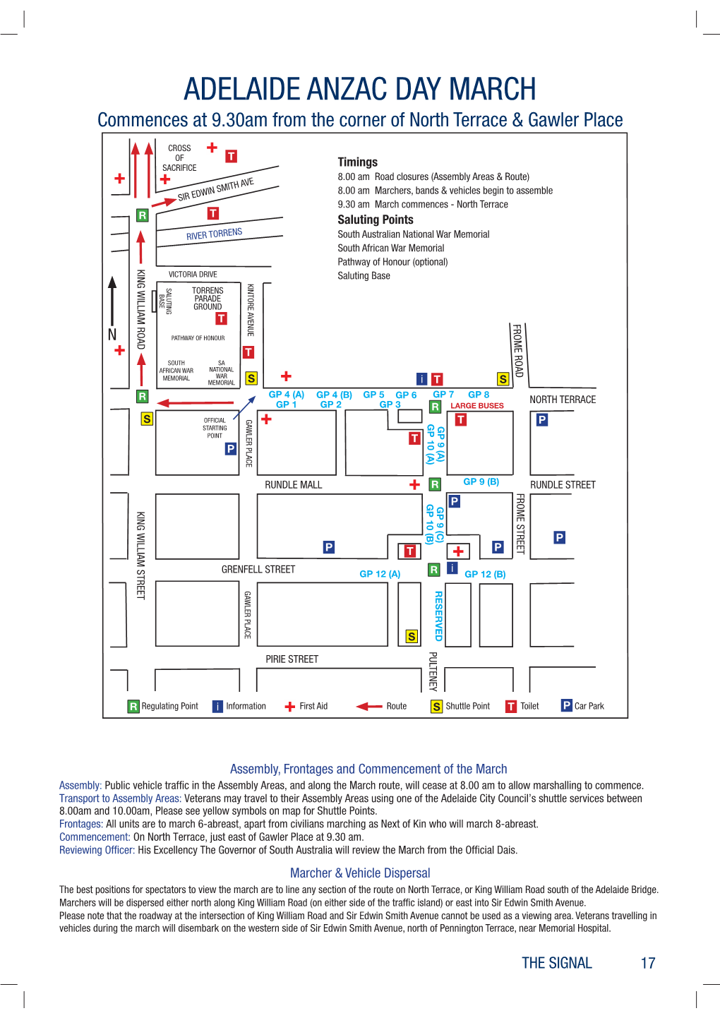 ADELAIDE ANZAC DAY MARCH Commences at 9.30Am from the Corner of North Terrace & Gawler Place