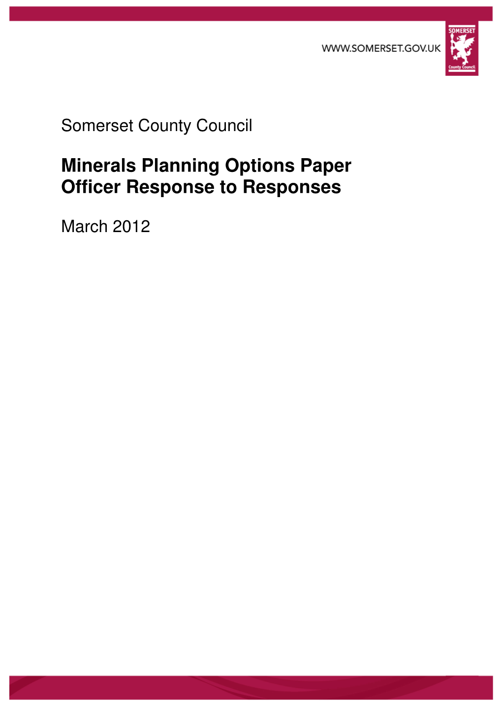 Minerals Planning Options Paper Officer Response to Responses