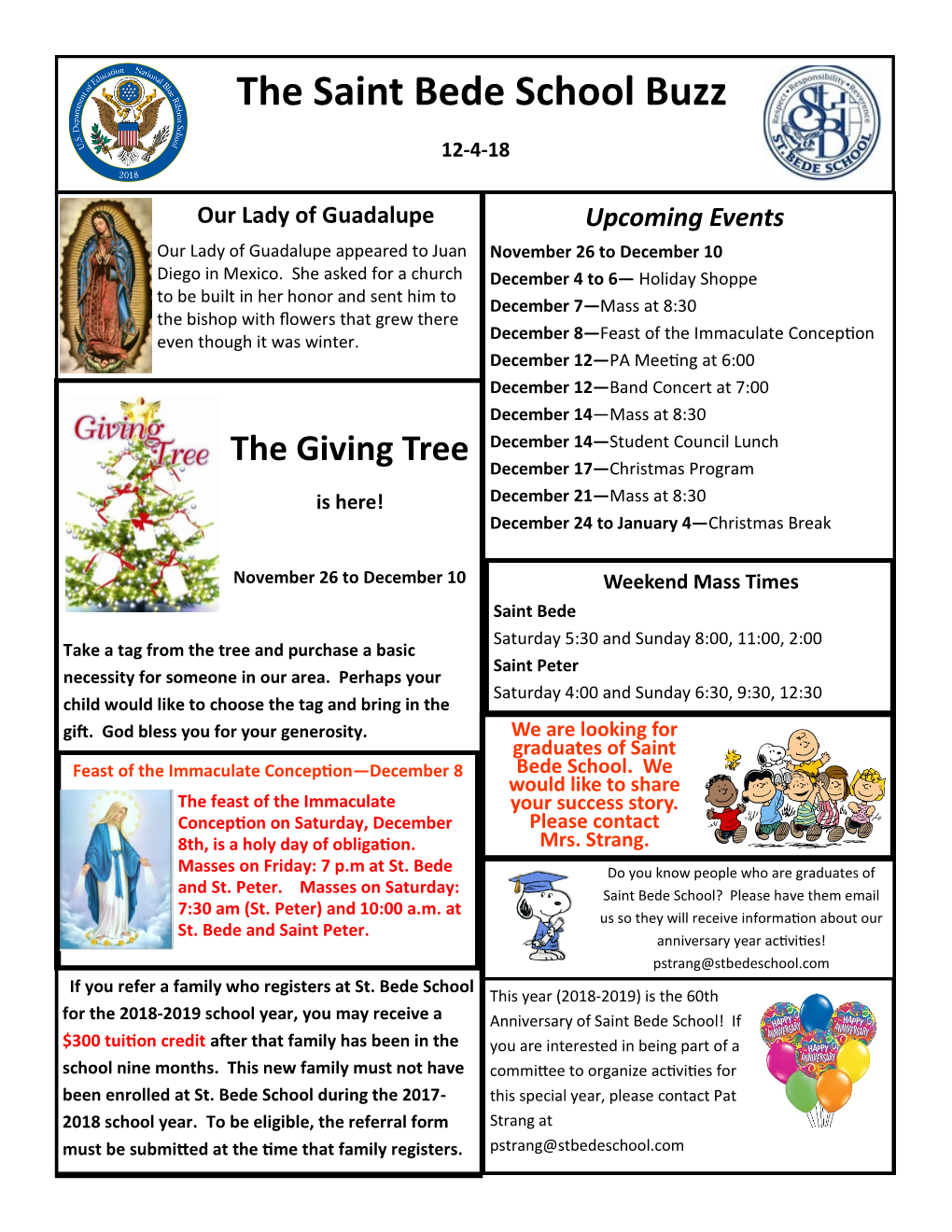 The Saint Bede School Buzz 12-4-18